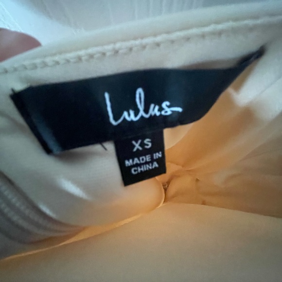 Lulus Satin Asymmetrical Ruffled Midi Dress - champagne/beige XS - Picture 5 of 5